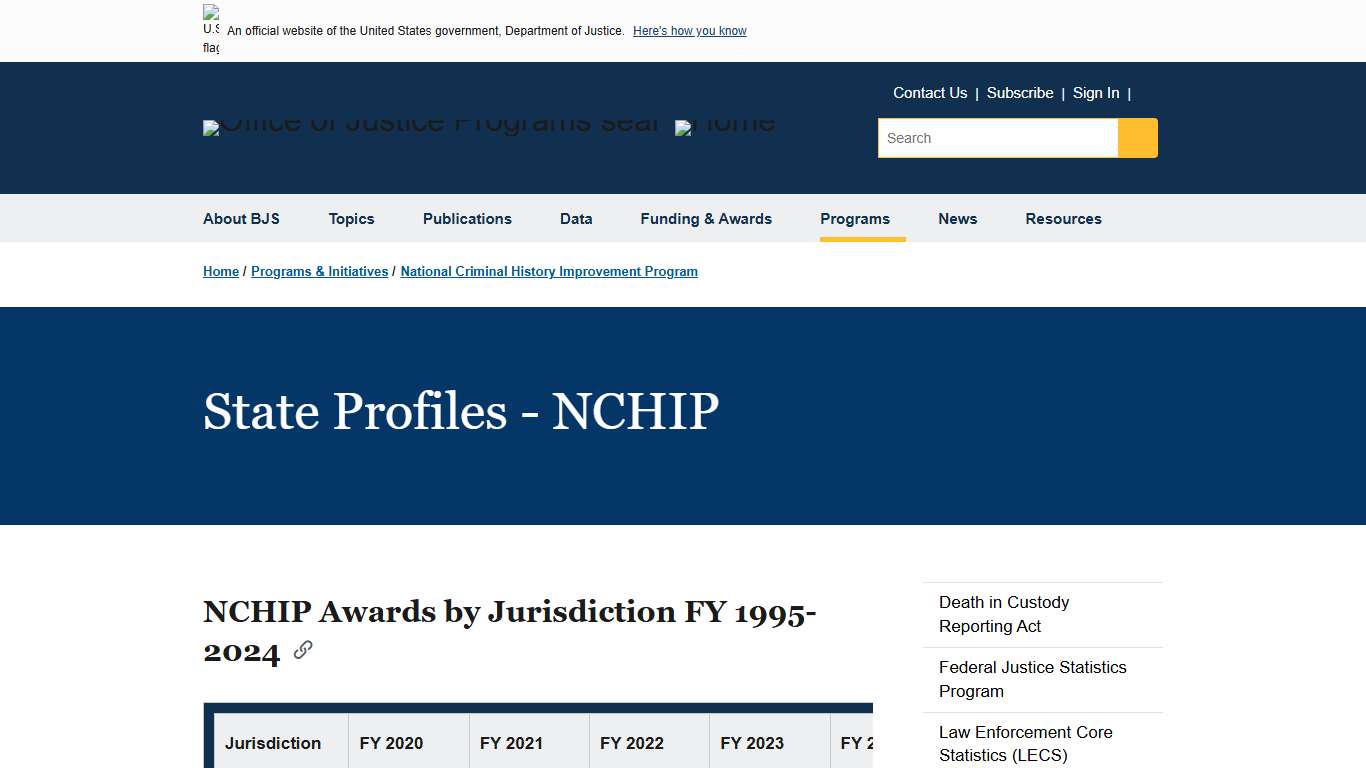 State Profiles - NCHIP Bureau of Justice Statistics